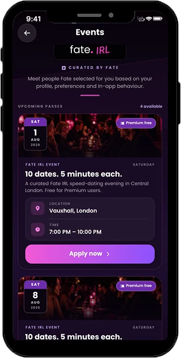 Fate IRL events inside the app
